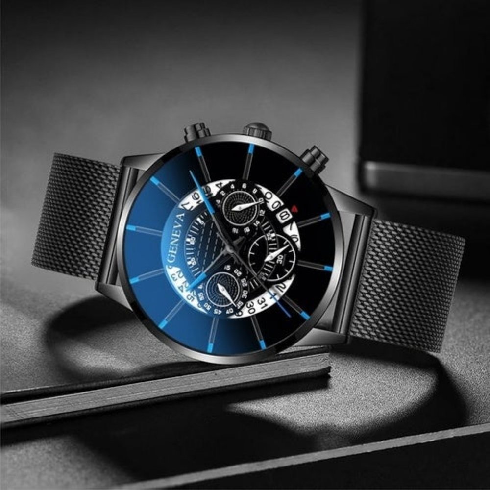 GENEVA Men's Watch Stainless Steel Calendar Sports - Picture 4 of 13